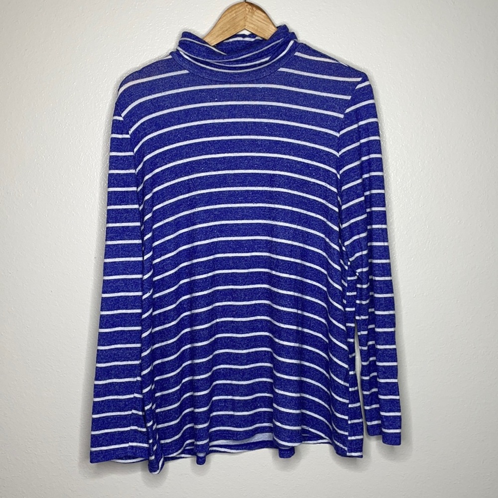 Lane Bryant Striped Turtleneck Long Sleeve Sz 14/16 Blue/White